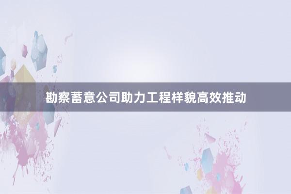 勘察蓄意公司助力工程样貌高效推动
